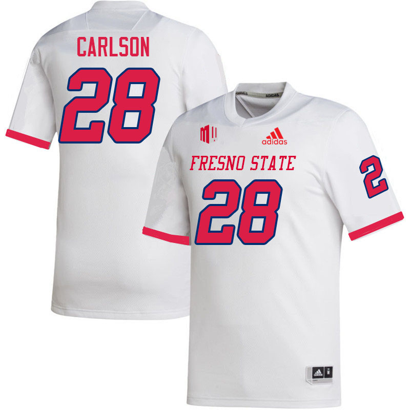 Men #28 Drew Carlson Fresno State Bulldogs College Football Jerseys Stitched-White